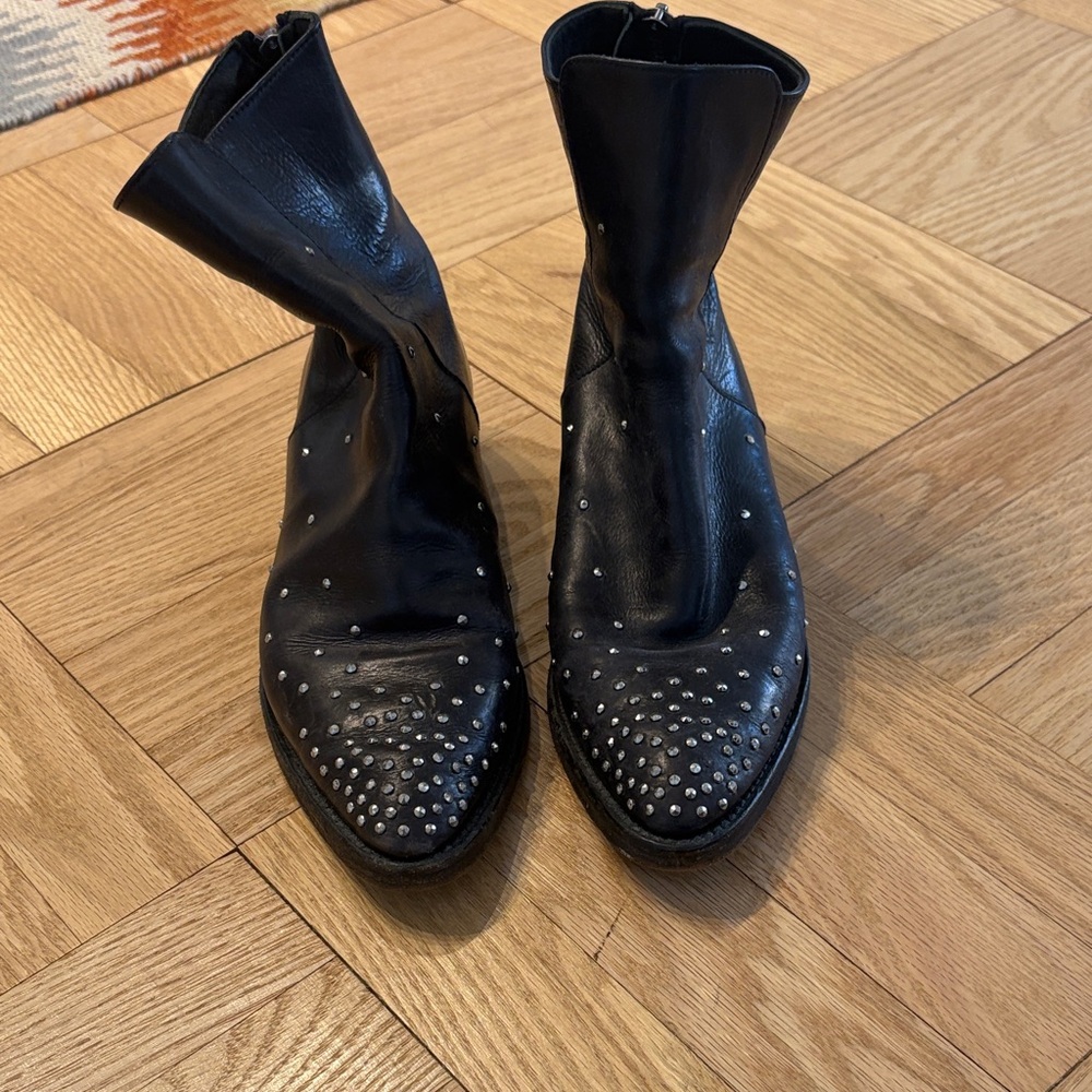 Elegant Black Studded Ankle Booties